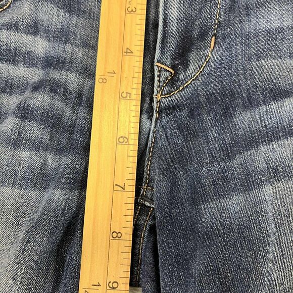 Express Jeans Womens 2 Cropped Skinny Stella Low Rise Distressed Blue Denim - Picture 8 of 8
